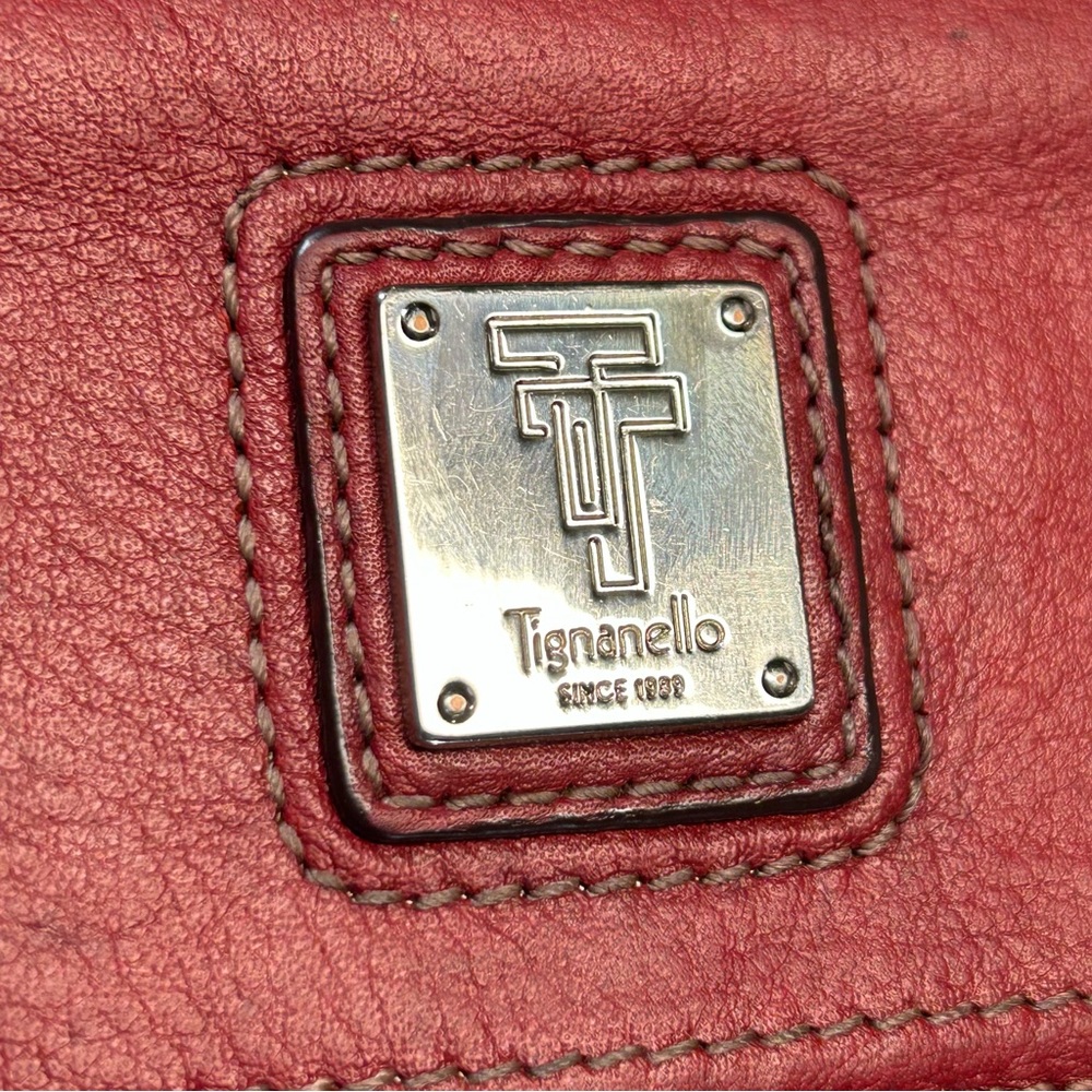 Tignanello Womens Accordion Wallet Purse Genuine Leather Snap Button Closure Red - Picture 4 of 17
